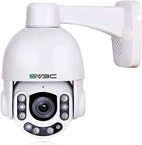 SV3C PTZ POE Camera Outdoor POE Camera 5MP 5X Optical Zoom with 10 IR LED HD Night Vision, All Metal Shell, Motion Detection, 2-Way Audio, RTSP, FTP, IP Security Dome Camera Supports SD Card (Wired)