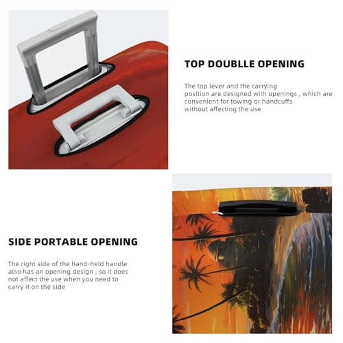 Luggage Cover Palm Tree Sun Landscape Travel Luggage Covers Thicker Elastic Suitcase Cover Dustproof Baggage Cover Scratch-Resistant Suitcase Cover Protector Fit 18-32 Inch Luggage X-Large4