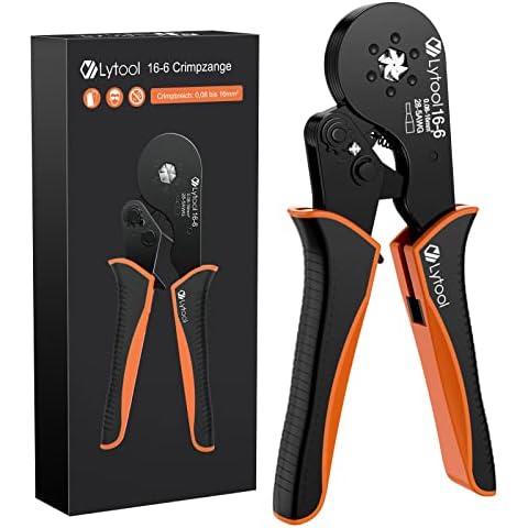 Hexagonal Ferrule Crimper Tool AWG28-5 (0.08-16mm²), Lytool Wire Ferrule Crimping Tool, Self-Adjustable Ratchet Wire Crimping Pliers for Wire Ferrules Terminals Connector Kit, Cables End-sleeves Cover