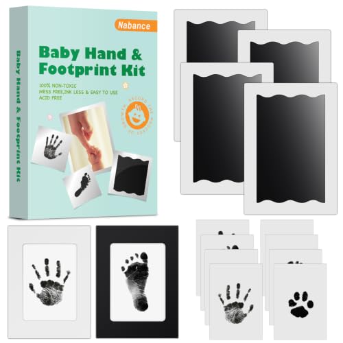 Nabance 4-Pack Inkless Baby Hand and Footprint Kit Safe Newborn Keepsake
