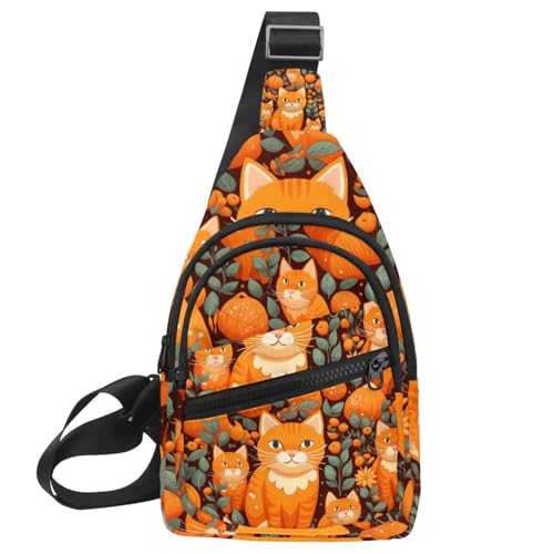 Mochila cruzada Orange Cats riñonera ajustable multicolor senderismo y viaje