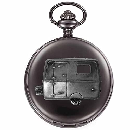 Montre gousset à quartz pour homme avec motif caravane de tourisme Ref317