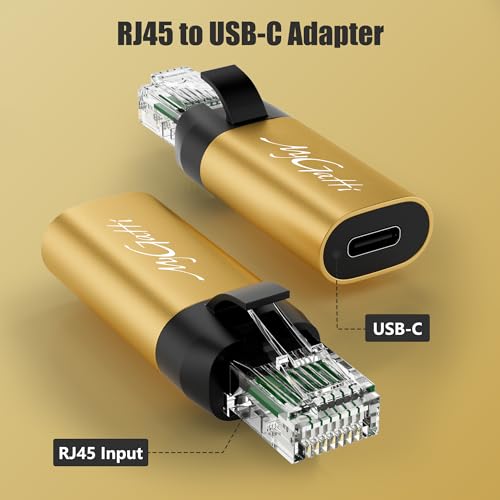 Image of USB C to Ethernet Adapter, New Idea RJ45 Male to USB C Female Network LAN Adapter, Built-in Smart Chip, Simply Insert Daily Charging Cables to Access The Internet