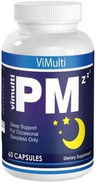 ViMulti PM Natural Sleep Aid Supports Normal Sleep Patterns, Continuous Sleep, Helps Control and Reduce Appetite and Supports Natural Stress Reduction with no Hangover Feeling. 5-HTP GABA