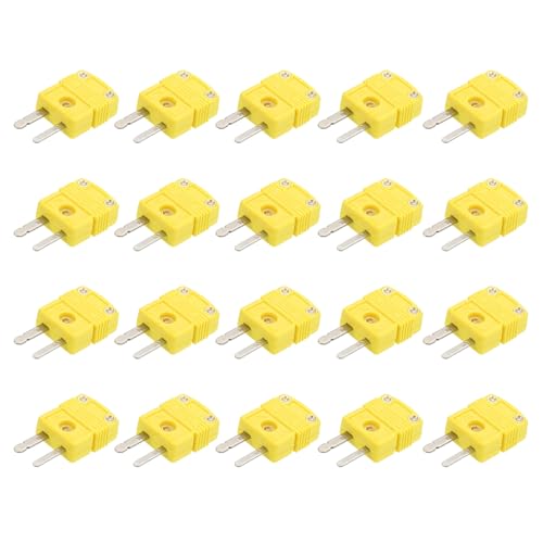 Connecteur type K thermocouple mâle jaune résistant à 220°C sourcing map en lot de 20
