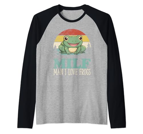 Divertida camiseta Frog Lover Man: diseño de juego de palabras con texto en inglés «I Love Frogs» Camiseta Manga Raglan