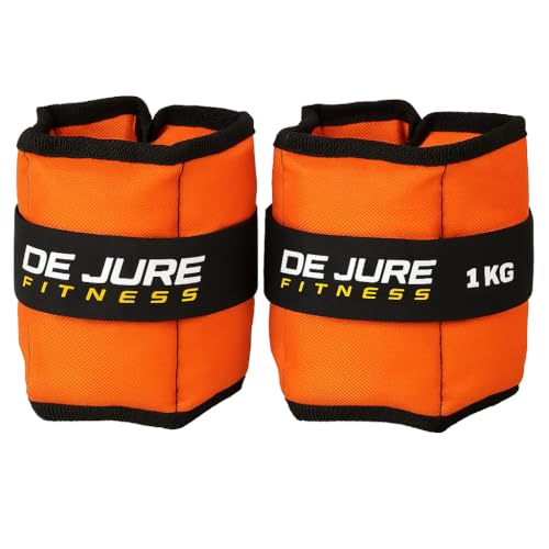 Image of De Jure Fitness Adjustable Ankle & Wrist Weights Pair (1KG x 2) for Men & Women | Strength Training, Walking, Running, Workout, Yoga | Comfortable, Durable | Orange - 2KG