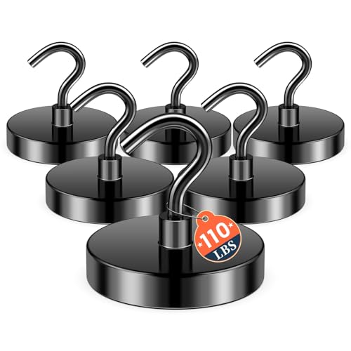 Image of FINDMAG 6 Pack Magnetic Hooks, 110LB+ Magnetic Hooks for Cruise Cabins
