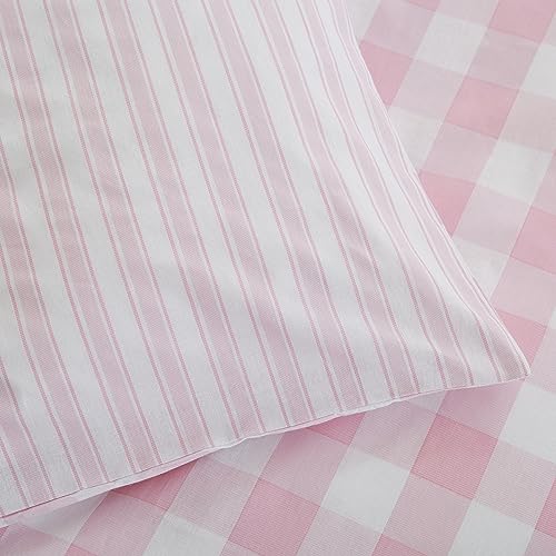 Linge de lit simple en coton rose anti-transpiration motif réversible