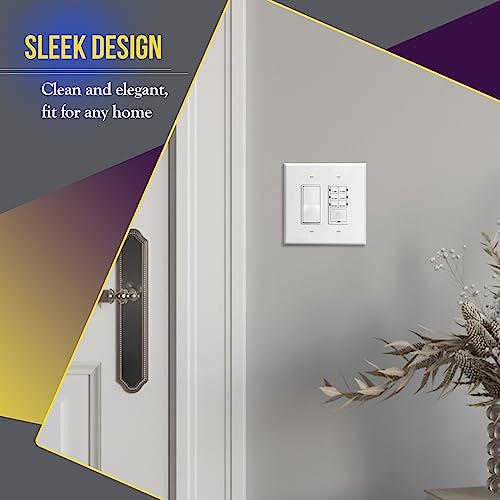 Image of ENERLITES 2-Gang White Oversize Decorator Switch Outlet Wall Plate Cover | 1 Pack, Size 5.5 inch x 5.5 inch, Fits light switch /outlet /receptacle, Gloss Finish, Unbreakable Polycarbonate, UL Listed