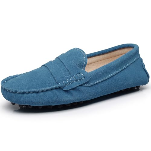 Image of ANUFER Women's Classic Suede Penny Loafers Comfort Handmade Slipper Moccasins