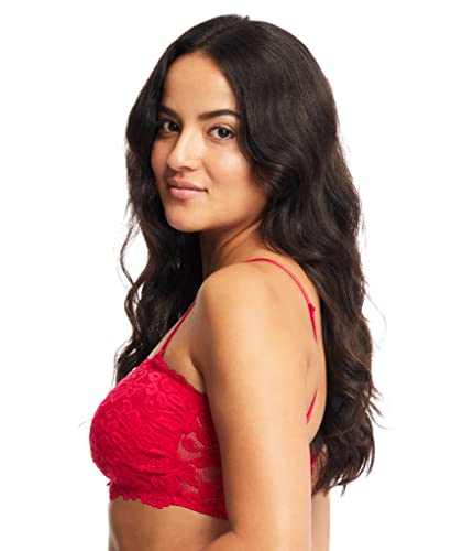 Women's Amber Bandeau Bra With Adjustable Straps, Unpadded & Unlined Wireless Tube Top Bralette, Everyday Lingerie (Small, Red/Orchid) #TOP2