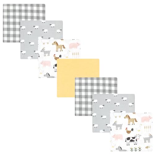 Image of Hudson Baby Unisex Baby Cotton Poly Flannel Receiving Blankets Bundle, Cute Farm, One Size