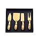 Set di coltelli da formaggio, in acciaio inox, design ergonomico e facile da usare, per compleanni, feste, matrimoni, addio al nubilato, inaugurazione della casa e anniversario (custodia dorata) immagine
