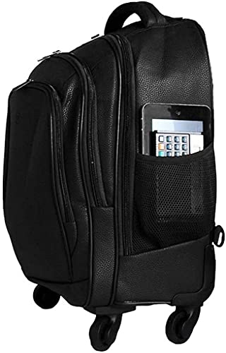 Mochila Masculina Escolar Notebook Impermeável Rodinhas 360° Grande Executiva Couro Sintético Preta