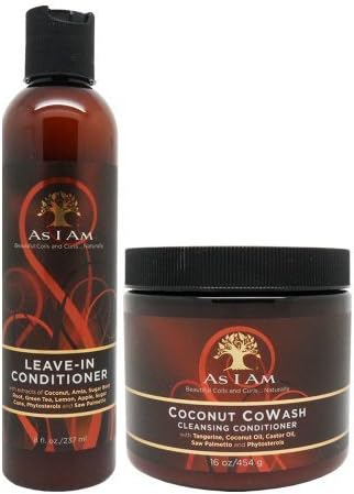 As I Am Leave-in Conditioner 8 Ounce and Coconut Cowash Cleansing Conditioner 16 Ounce