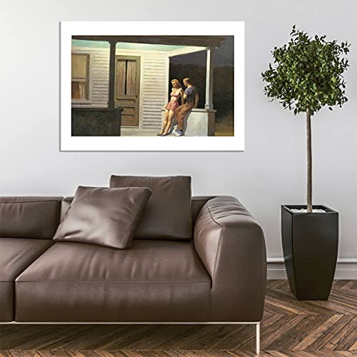 Toile Hopper Summer Evening petit cadre mat pour mur sans reflets