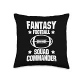Fantasy Football Sports Coach Design Fantasy Football Squad Commander Draft Throw Pillow, 16x16, Multicolor