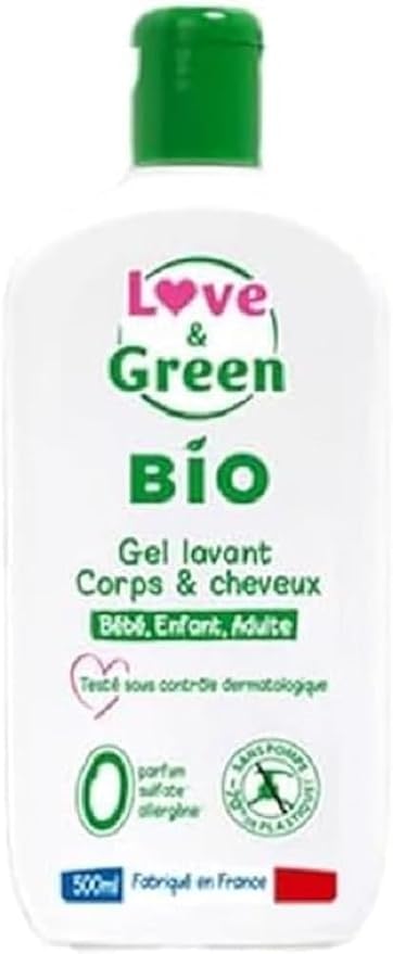 Love & Green Gel Lavant Corps et Cheveux Bio Hypoallergénique (500 ml)