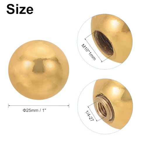Image of PATIKIL 25mm Ball Lamp Finials Caps Knob, 2 Set Lamp Shade Decoration, Gold Tone