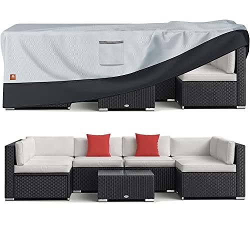 Outdoor Furniture Set Covers Rectangular Waterproof Patio Sectional Sofa Set Cover Heavy Duty All Weather Patio Seating Dining Sets Cover,Fadeless And Durable 600D Polyester Fabric,125" Lx70 Wx30 H #TOP5