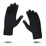 KELOYI Guantes Mujer Térmicos Táctiles Invierno Antiviento Forrados Cálidos Tejidos Suaves y Elásticos Lavables Nieve Aire Libre Acampar Conducir Correr para Talla única Negro