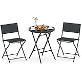 CONCEPTION PLIABLE ET PRATIQUE : La table et les chaises de cet ensemble de mobilier de jardin se plient rapidement pour un rangement compact et un transport sans effort. La table est dotée d'un mécanisme de verrouillage pour garantir une stabilité optimale pendant son utilisation, ce qui améliore le confort pour profiter de l'extérieur.