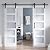 ROYMELO Double 24×84 Inch Glass Barn Door Slab and 8ft Hardware Kit Included, 5 Frosted Glass, LVL Wood Panel Covered with White Water-Proof Scratch-Proof PVC Surface, Simple DIY Assembly