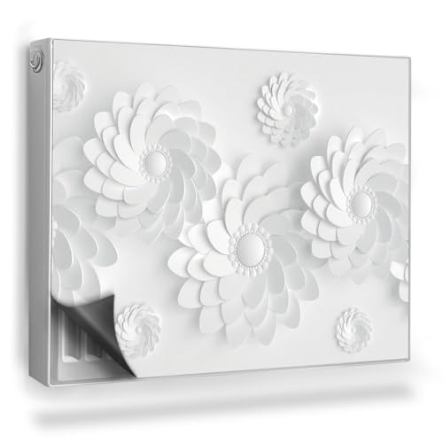 Cubierta Magnética 80x60 cm Fácil Instalación Magnético Panel Decorativo Protección contra el Polvo y Daños Protector para Radiador   Flores geométricas simplificadas, Origami.