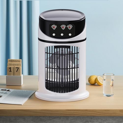 Climatizador Evaporativo | Ventilador Humidificador Con Luz | Dispositivo de Enfriamiento con Luz LED y 3 Velocidades para Dormitorio Infantil Oficina Camping Estudio - imagen 8