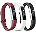 Wanme Compatible with Fitbit Alta Band Alta HR Bracelet, Pack 3 Replacement en TPU Confortable Réglable Sport Bracelet Accessorie pour Fitbit Alta et Alta HR (No Tracker) (02 Black/Wine Red/White, S)