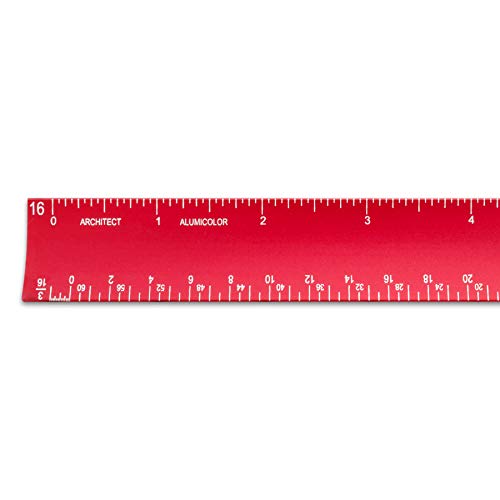 Image of Alumicolor 6-inch Aluminum Architect Hollow Scale for School, Office, Art and Drafting, 6IN, Red