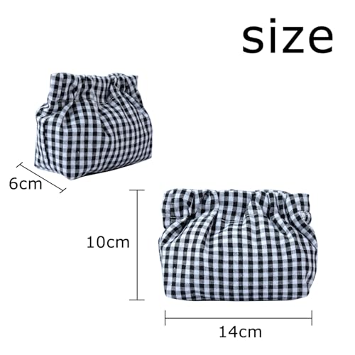 Small Pouch bags for purs 2pcs Mini Cosmetics Makeup Corduroy Storage Bag No Zipper Self-closing Accessories Organizer for Cosmetics Headphones Jewelry (Blue+black)2