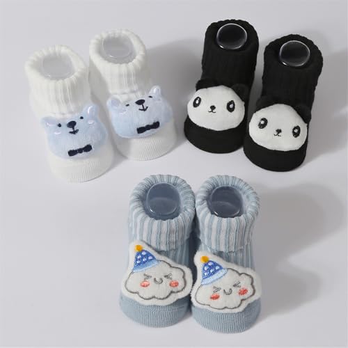 Toddler Socks, 2 Pairs/3 Pairs Baby Ankle Socks with Cartoon Pattern Knitted Sock Kids Unisex Cotton Winter Sock4