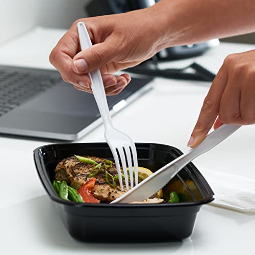 image for GUSTO [100 Pack] Basic Disposable Plastic Forks, White Plastic Forks H