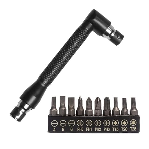 xbiez Llave de vaso hexagonal en forma de L de 1/4, llave de destornillador hexagonal de 90 grados, llave de mango de doble cabeza con 10 puntas de destornillador