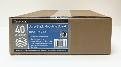 Crescent Creative Products Black Crescent Ultra 8 Mounting Board, Double-Sided, Bulk Pack, 40 Count, 9" x 12" Size, 9 x 12 Inches - Thumbnail 2