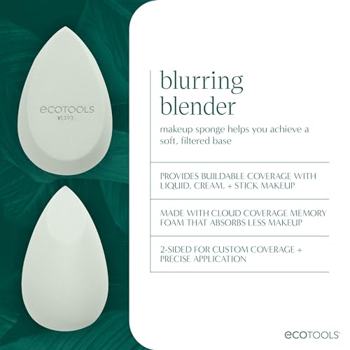 ECOTOOLS Blend + Blur Makeup Brush and Sponge Duo, Makeup Blending Sponge & Foundation Brush, For Liquid & Cream Products, Cloud Skin, Eco Friendly, Latex-Free, Cruelty Free, & Vegan, 2 Count - imagen 4