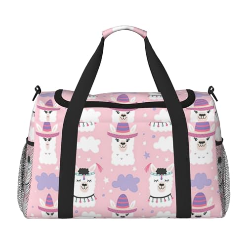 Bolsa de viaje plegable e impermeable con diseño animado de alpaca