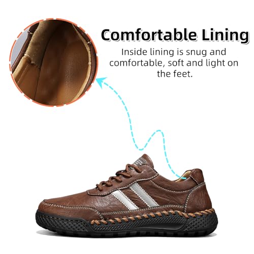 Asifn Mens Casual Leather Shoes Breathable Driving Loafers Walking Comfortable Fashion Lace Up Non-Slip Sneakers Slip On Flat2