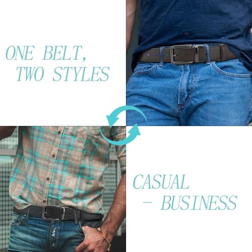 Image of DOOPAI Reversible Leather Belt for Men 1.25 inch - Dual Sided Dress and Casual Belt, Trim to Fit, 2 Styles in One Belt