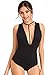 Verdusa Women's Sleeveless Sexy Deep V Neck Bodice Leotard Clubwear Bodysuit Black L