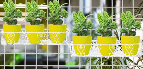 Image of IRON LANDS Railings Pot Stand, Hanging pot stands for plants in balcony Railing Gamla for Decoration Items Indoor Outdoor Stand for Home Living Room Garden Decor (Pack of 2 - White)