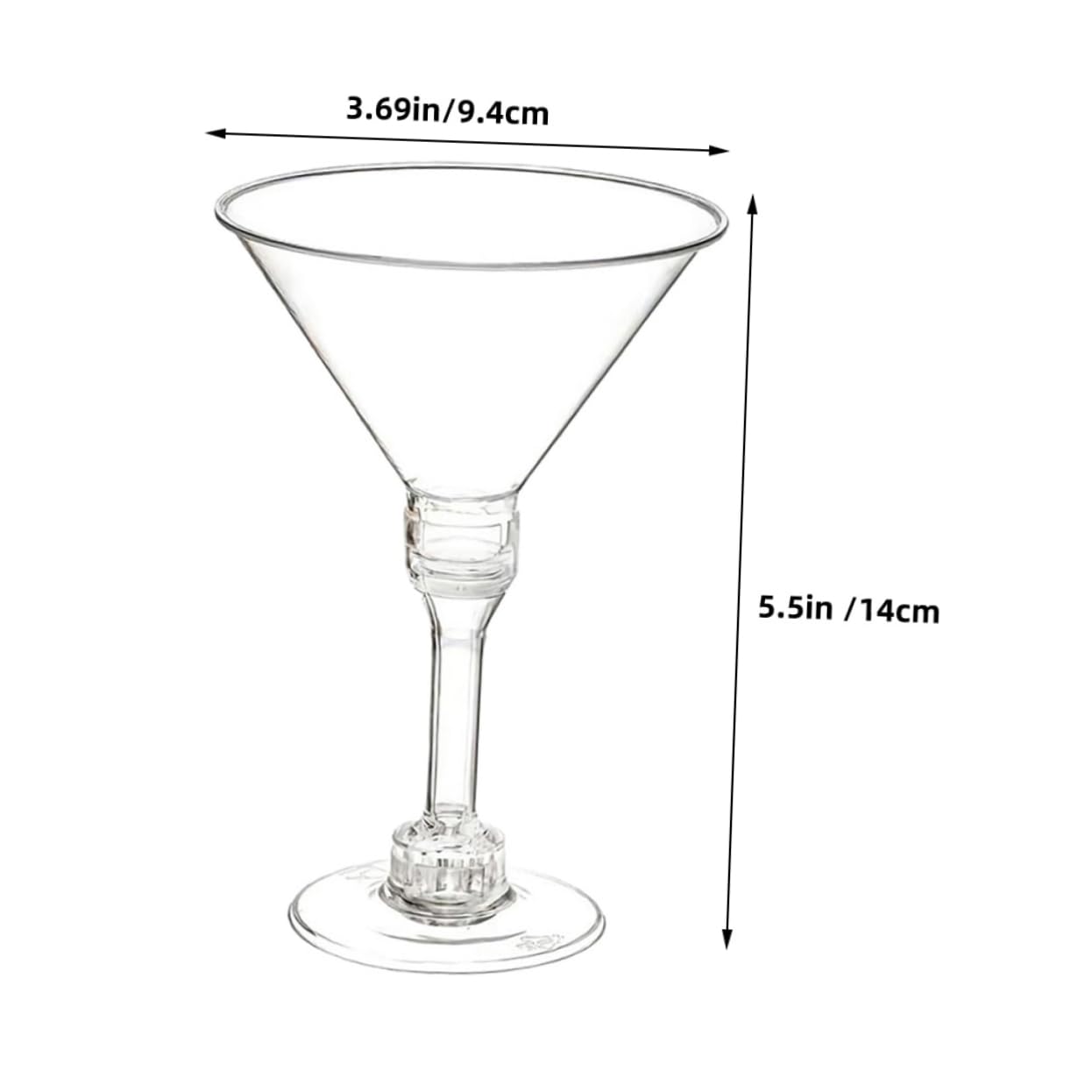 COLLBATH 50pcs Stemmed Cocktail Glasses Reusable Plastic Drinkware for Parties Wine Margaritas Desserts and Appetizers Elegant Design for Versatile Use