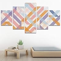 SIGNWIN 5 Panel Canvas Wall Art Modern Art Contemporary Dramatic Geometric Mixed Media Multicolor Patterns for Home Decorations Ready to Hang - 60