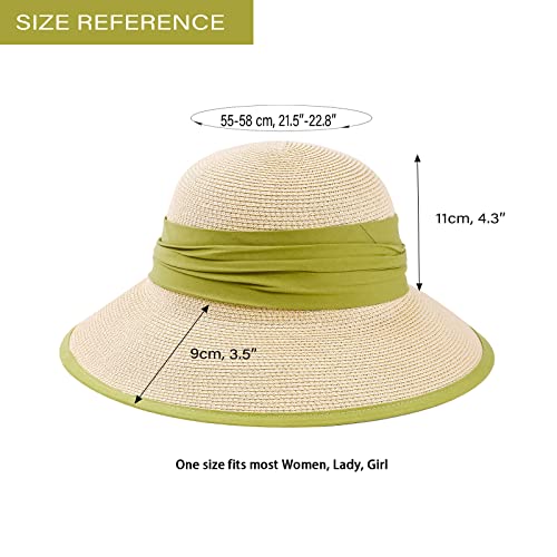 Fiewmay Beach Hats For Women Foldable, Uv Protection Sun Hats For Travel, Wide Brim Sun Hat Travel Womens Straw Hat (Green) #TOP2