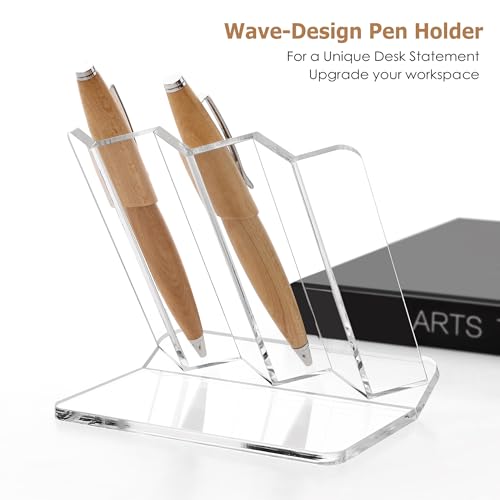 Acrylic Pen Display Stand Holder, Clear 3 Spaces Vertical Fountain Pen for Desk, Makeup Brush Rack, Ballpoint Pencil Wand Showcase, Paintbrush Drying Organizer for Home School Office or Store Use - Image 6
