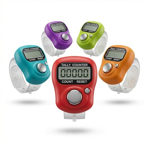 Image of Digital Tally Counter for Chanting Mantra - Mini Hand Finger Ring LCD Display Counting Machine for Japa Mala, Meditation, Prayer & Tasbeeh - Adjustable Strap, Reset Button (Pack of 5)