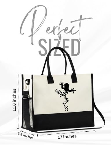 Image of InnoBeta Frog Gifts for Women, Frogs Tote Bag with Top Zipper Closure and Shoulder Strap for Christmas, Birthday, and Every Special Occasion