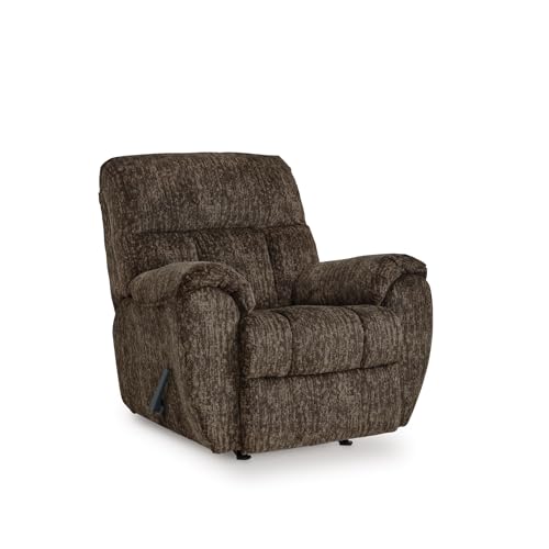 Signature Design by Ashley Rampant Casual Manual Rocker Recliner with Pillow-Top Arms, Dark Brown